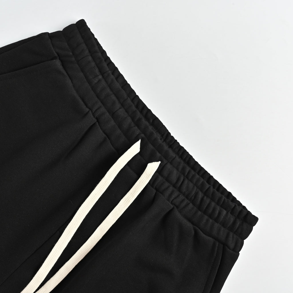 WE11DONE Silicone Logo Drawstring Fleece Shorts — Black