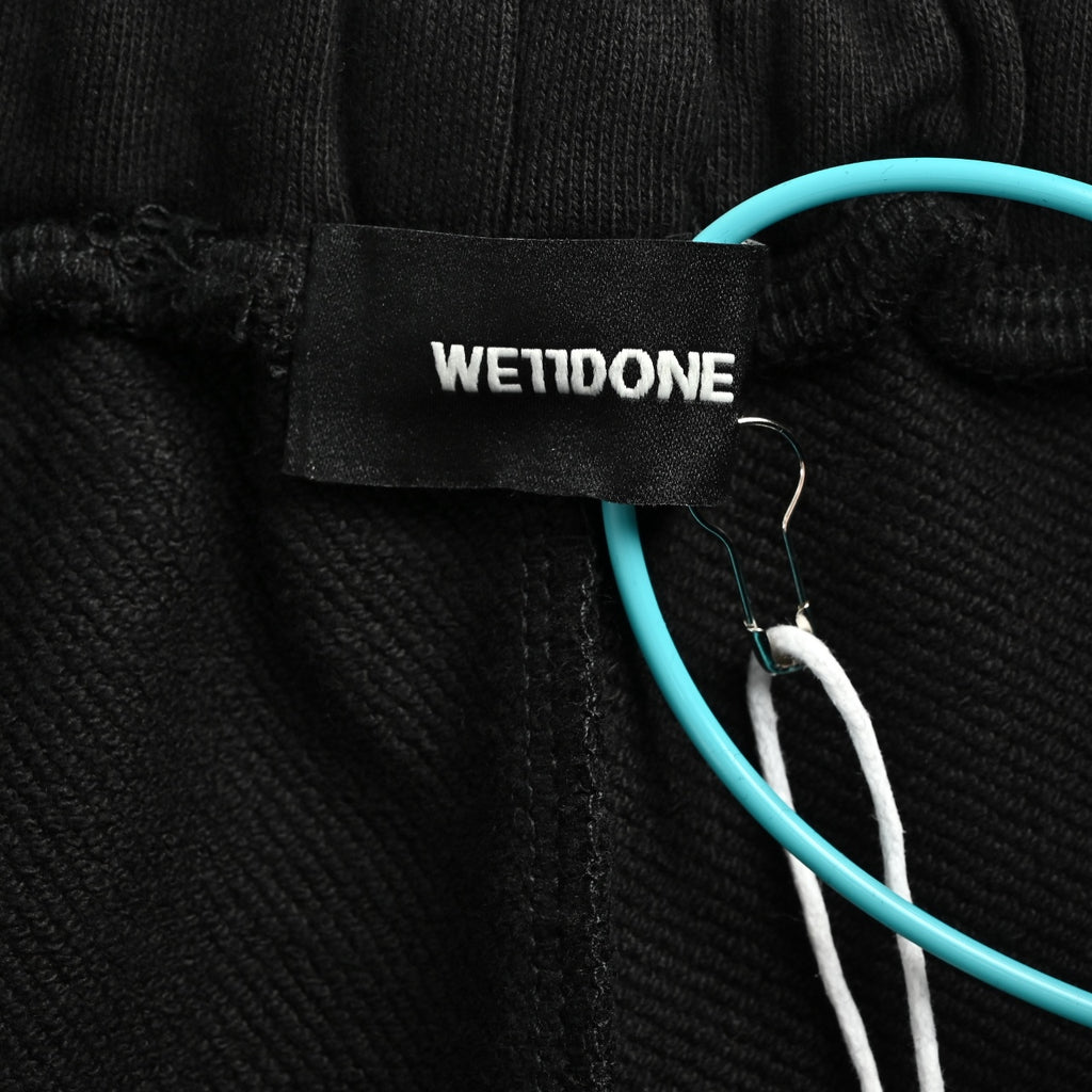 WE11DONE Silicone Logo Drawstring Fleece Shorts — Black