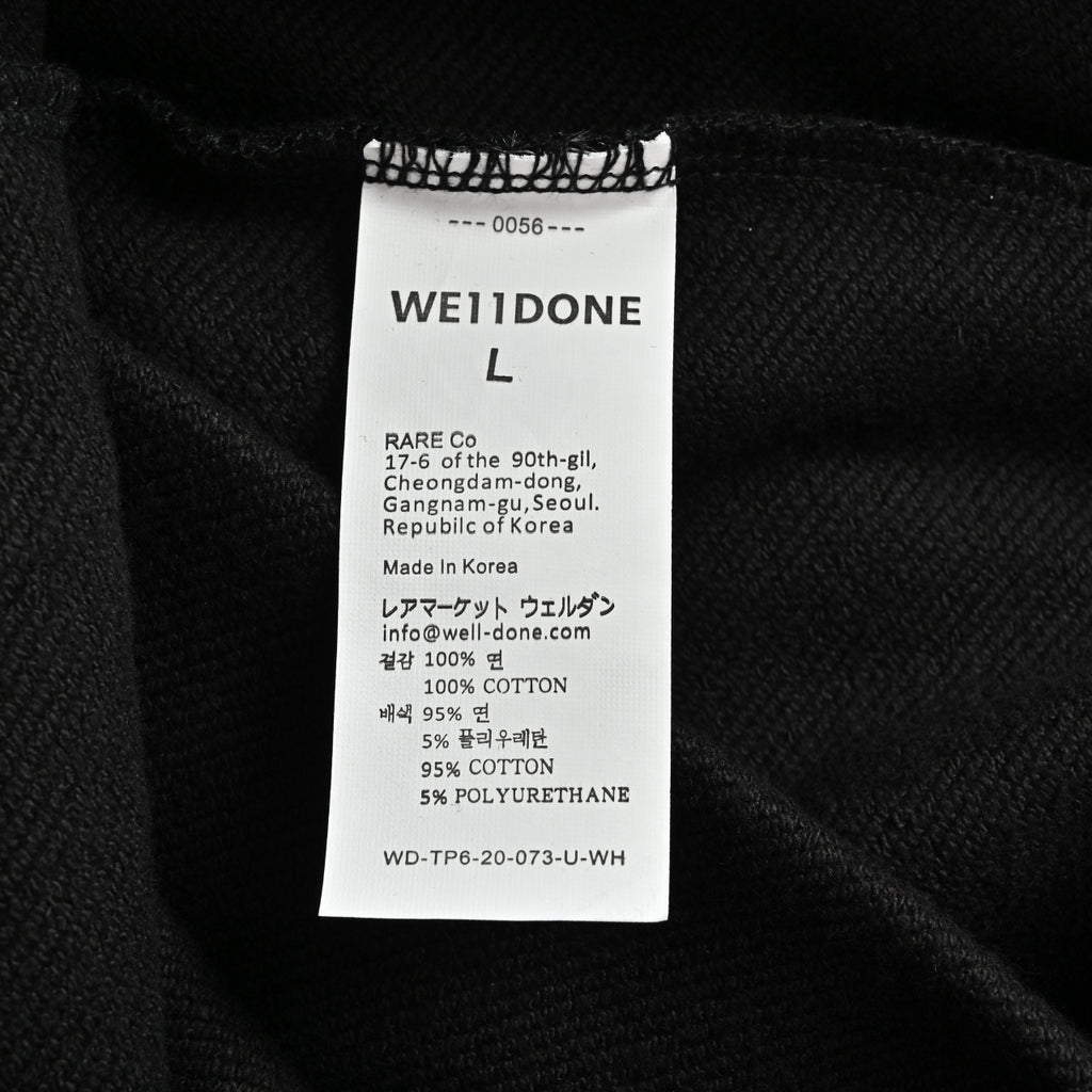 WE11DONE Silicone Logo Drawstring Fleece Shorts — Black