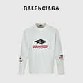 Balenciaga Classic 3M Logo Embroidered Crewneck Long Sleeve T-Shirt — White