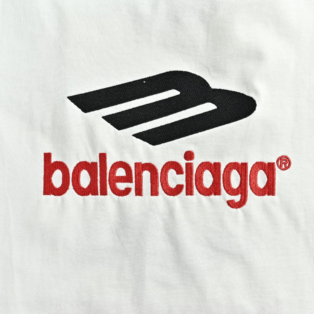 Balenciaga Classic 3M Logo Embroidered Crewneck Long Sleeve T-Shirt — White