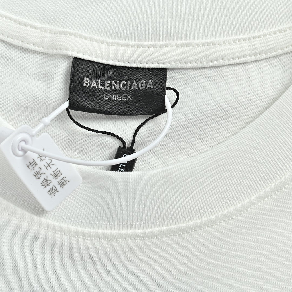 Balenciaga Classic 3M Logo Embroidered Crewneck Long Sleeve T-Shirt — White