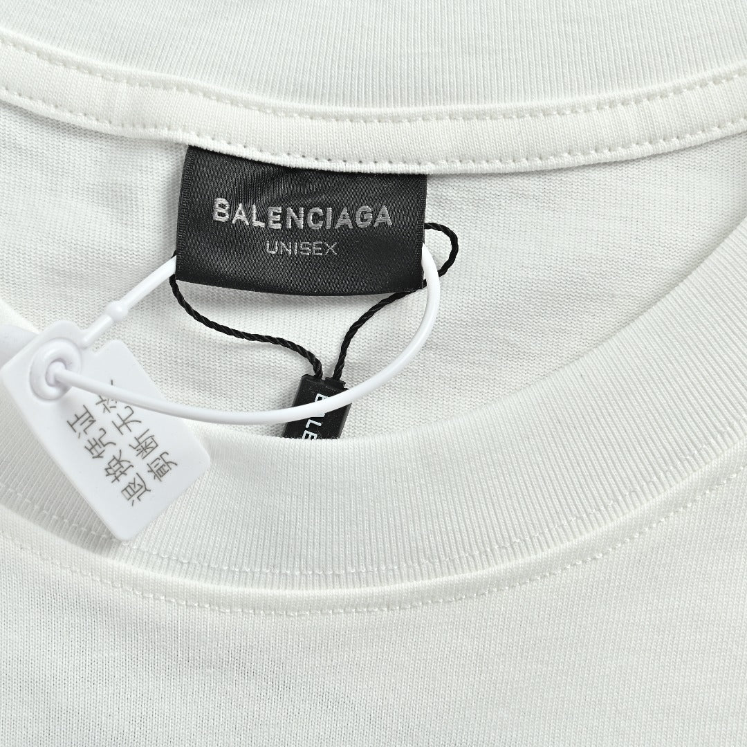 Balenciaga Classic 3M Logo Embroidered Crewneck Long Sleeve T-Shirt — White