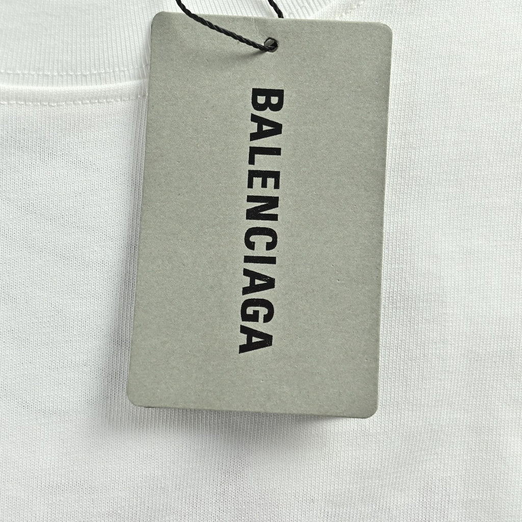 Balenciaga Classic 3M Logo Embroidered Crewneck Long Sleeve T-Shirt — White