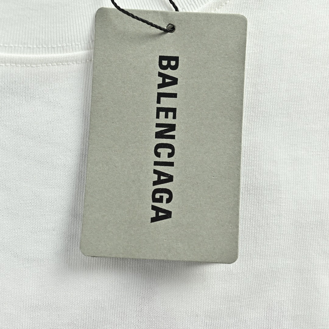 Balenciaga Classic 3M Logo Embroidered Crewneck Long Sleeve T-Shirt — White