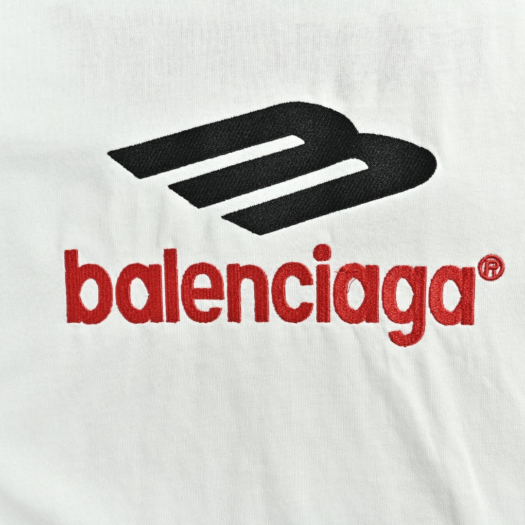 Balenciaga Classic 3M Logo Embroidered Crewneck Long Sleeve T-Shirt — White