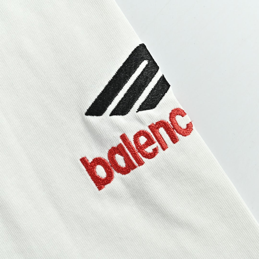 Balenciaga Classic 3M Logo Embroidered Crewneck Long Sleeve T-Shirt — White