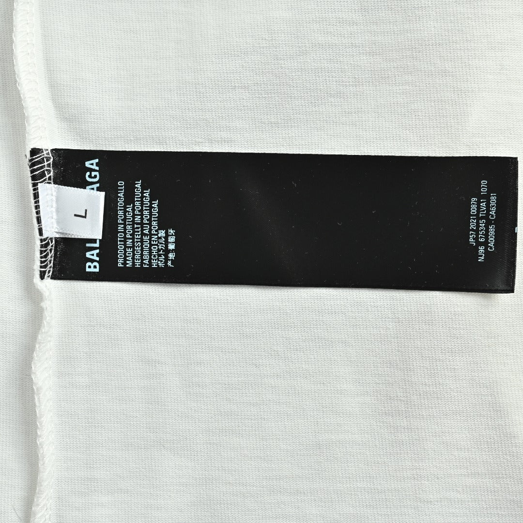 Balenciaga Classic 3M Logo Embroidered Crewneck Long Sleeve T-Shirt — White