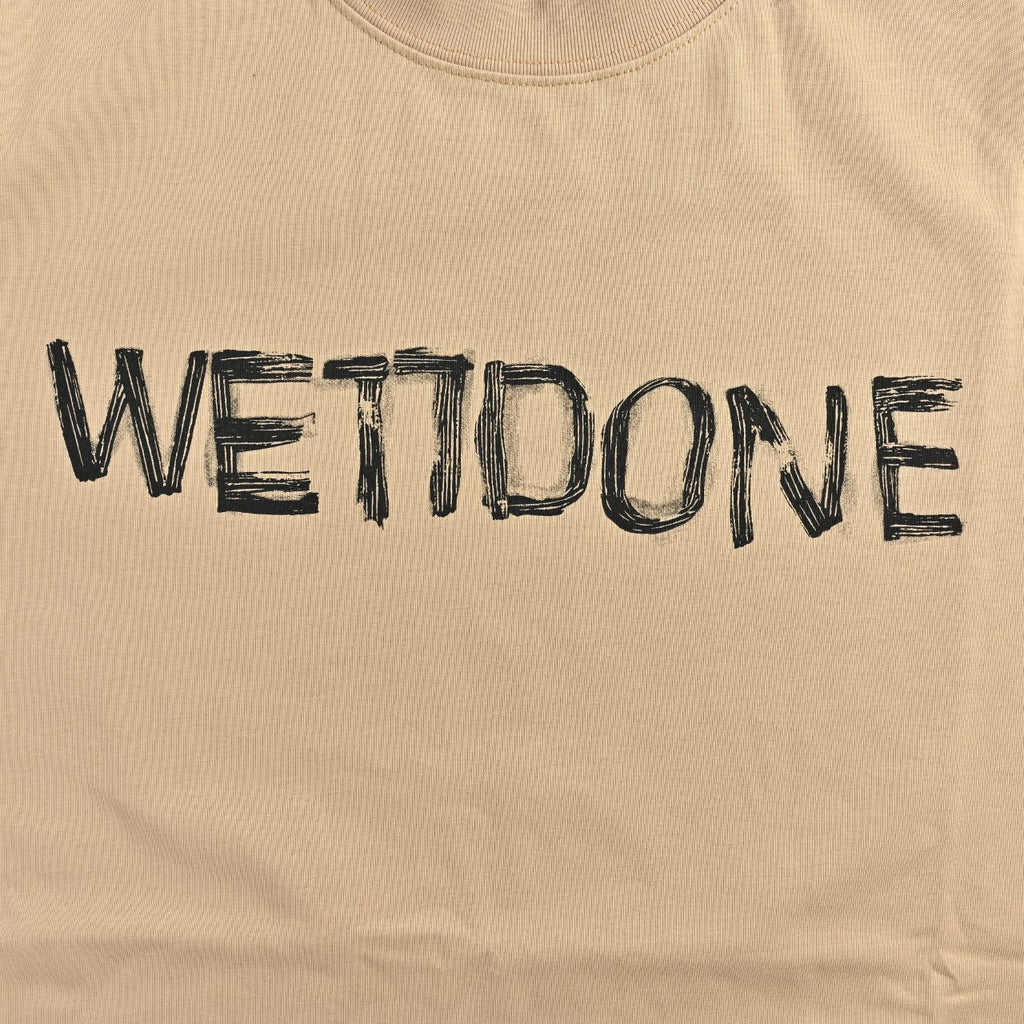WE11DONE 26SS Hand-Drawn Logo Sketch Short Sleeve T-Shirt — Khaki