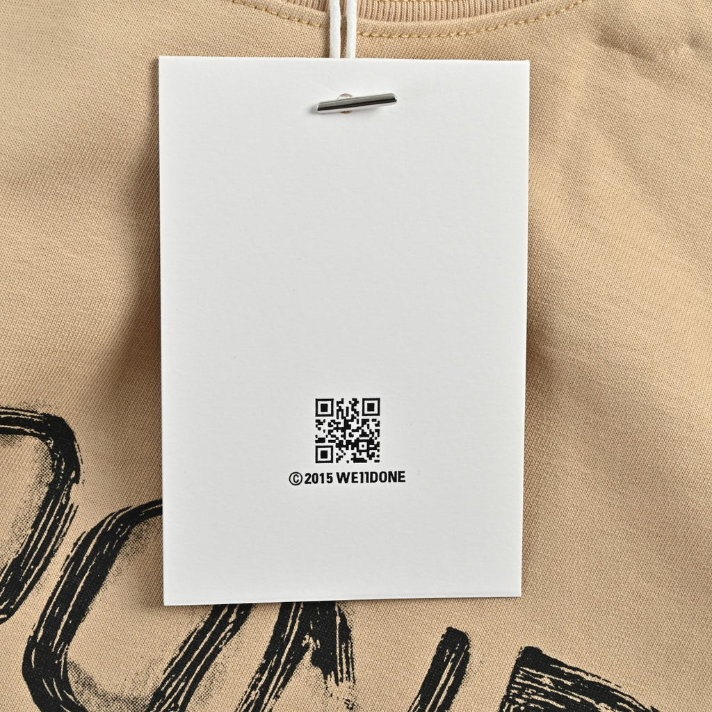 WE11DONE 26SS Hand-Drawn Logo Sketch Short Sleeve T-Shirt — Khaki