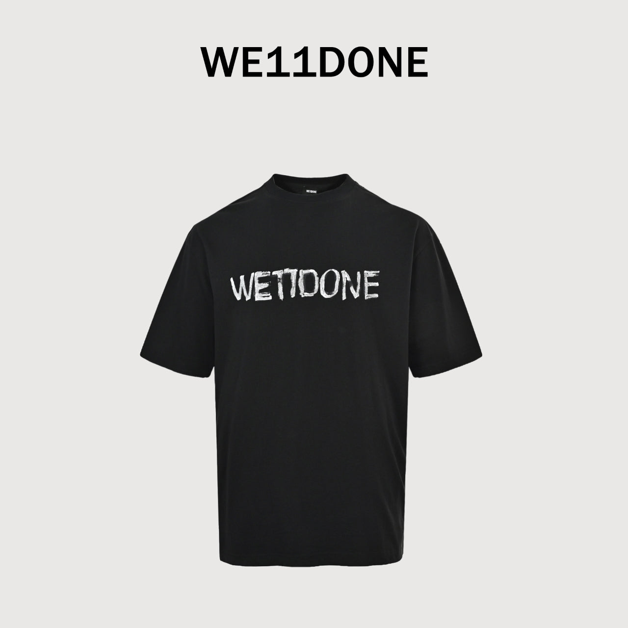 WE11DONE 26SS Hand-Drawn Logo Sketch Short Sleeve T-Shirt — Black