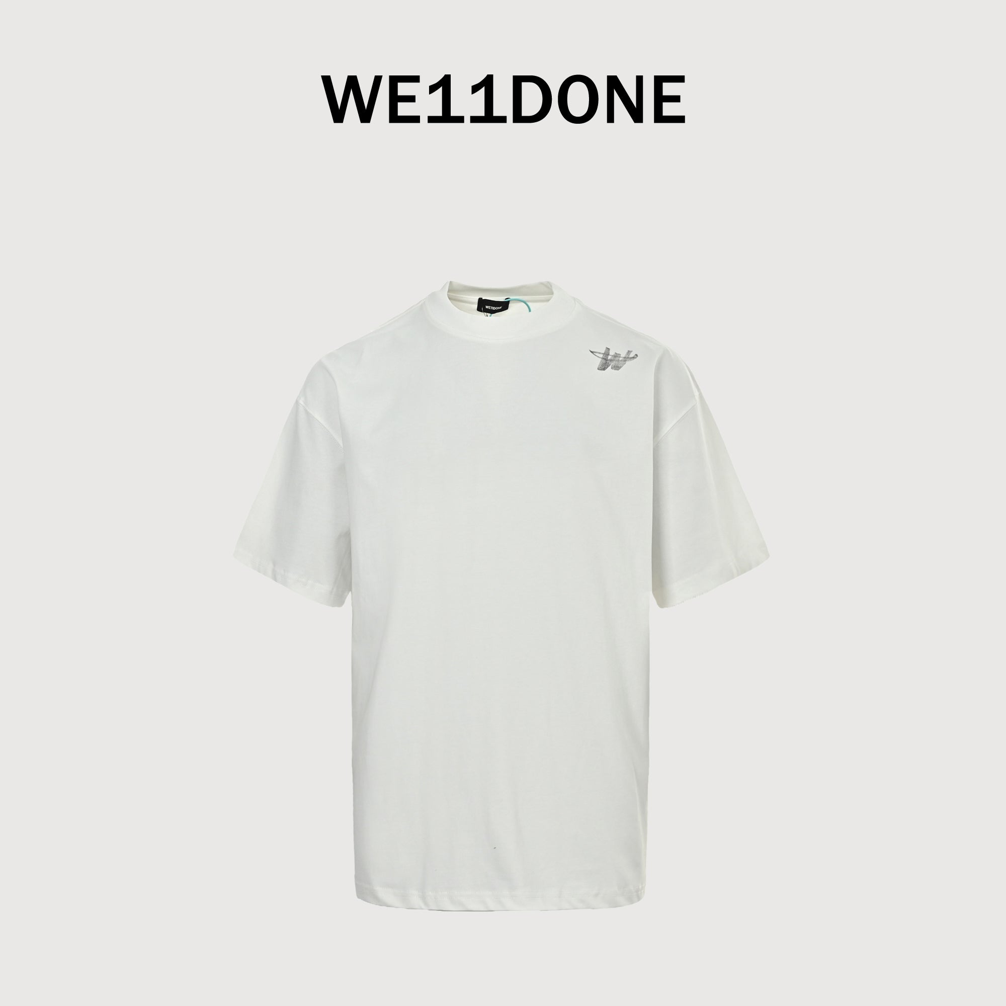 WE11DONE Minimal Letter Print Short Sleeve T-Shirt — White