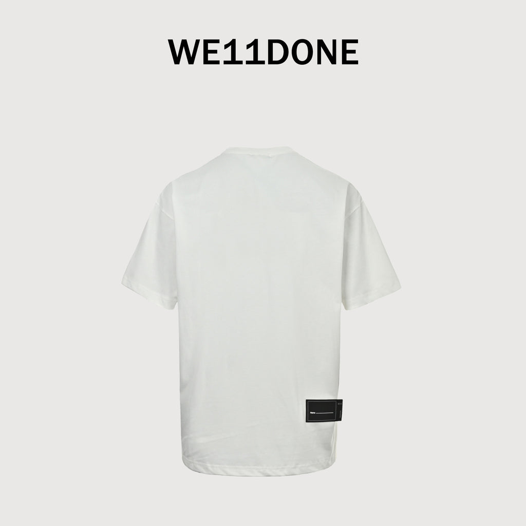 WE11DONE Minimal Letter Print Short Sleeve T-Shirt — White