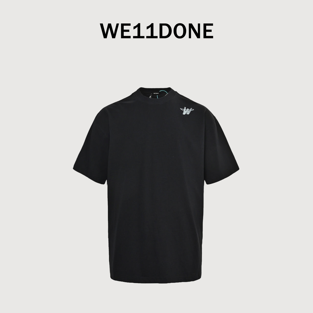 WE11DONE Minimal Letter Print Short Sleeve T-Shirt — Black
