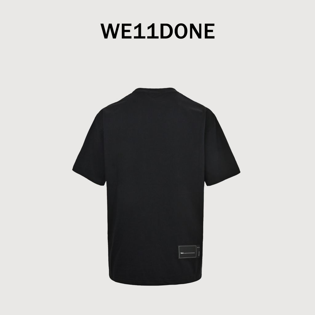 WE11DONE Minimal Letter Print Short Sleeve T-Shirt — Black