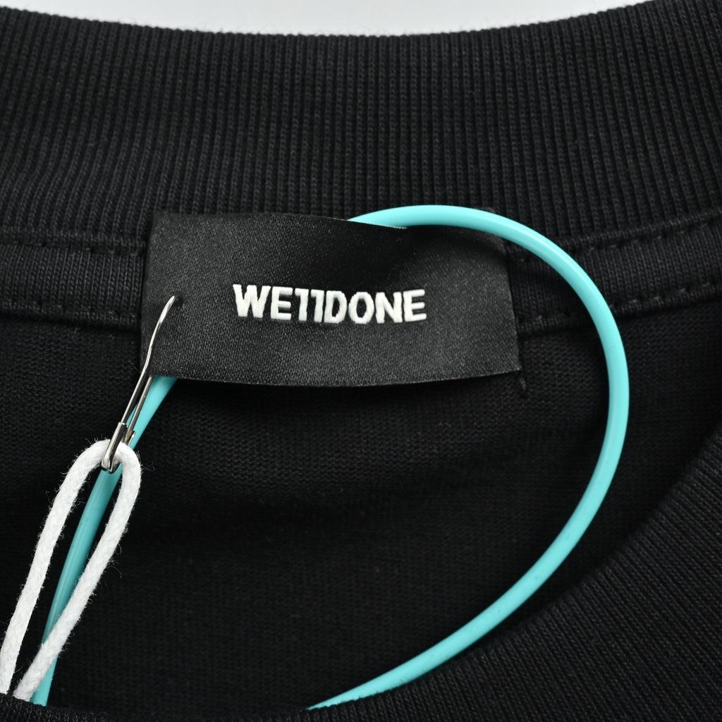 WE11DONE Minimal Letter Print Short Sleeve T-Shirt — Black