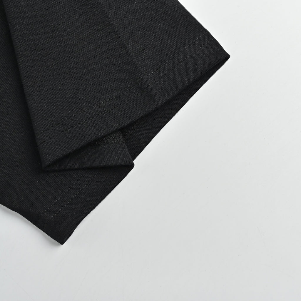 WE11DONE Minimal Letter Print Short Sleeve T-Shirt — Black