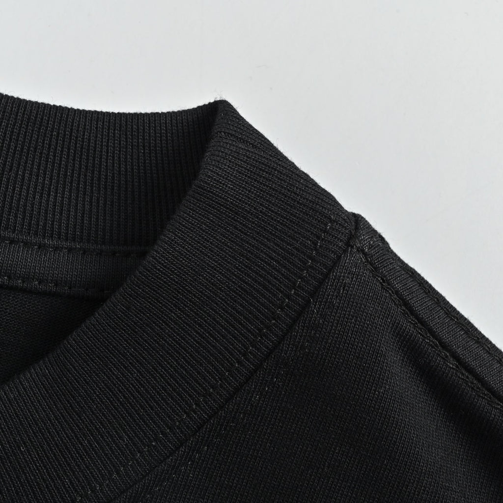 WE11DONE Minimal Letter Print Short Sleeve T-Shirt — Black
