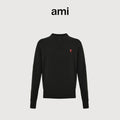 AMI Paris Small Heart Embroidered Crewneck Knit Sweater — Black