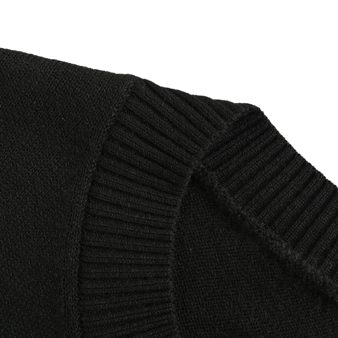 AMI Paris Small Heart Embroidered Crewneck Knit Sweater — Black