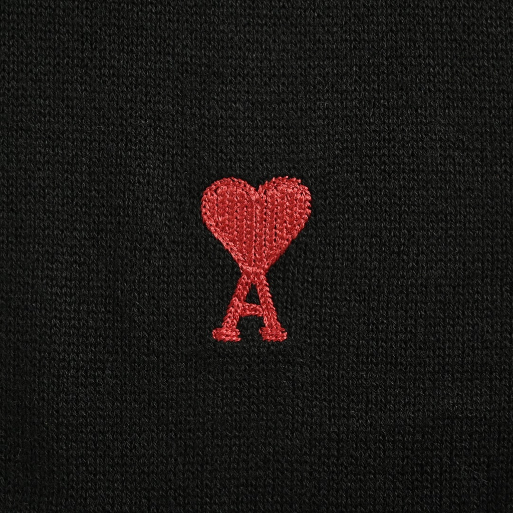 AMI Paris Small Heart Embroidered Crewneck Knit Sweater — Black