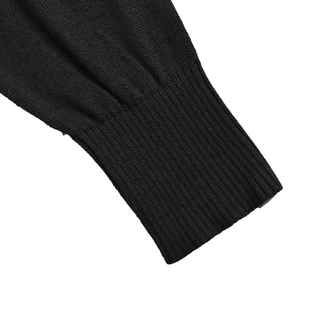 AMI Paris Small Heart Embroidered Crewneck Knit Sweater — Black