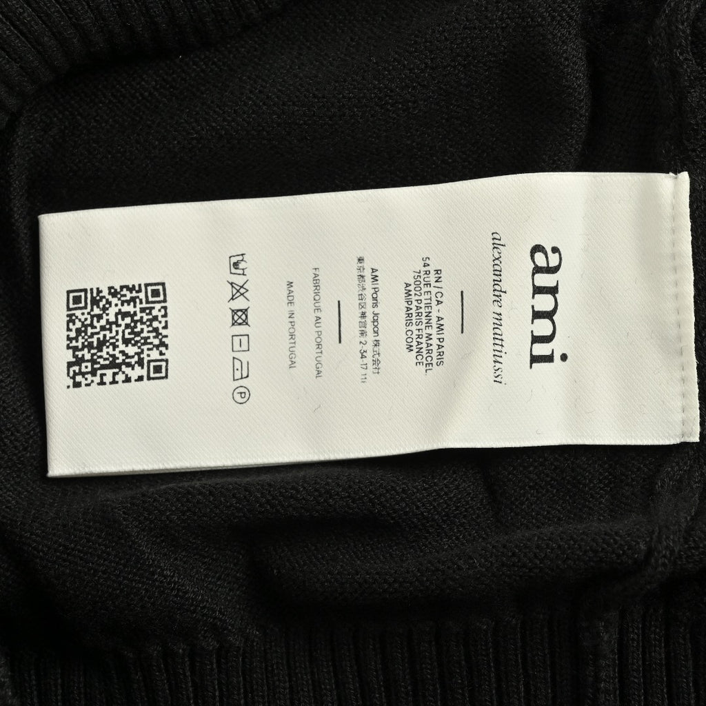 AMI Paris Small Heart Embroidered Crewneck Knit Sweater — Black