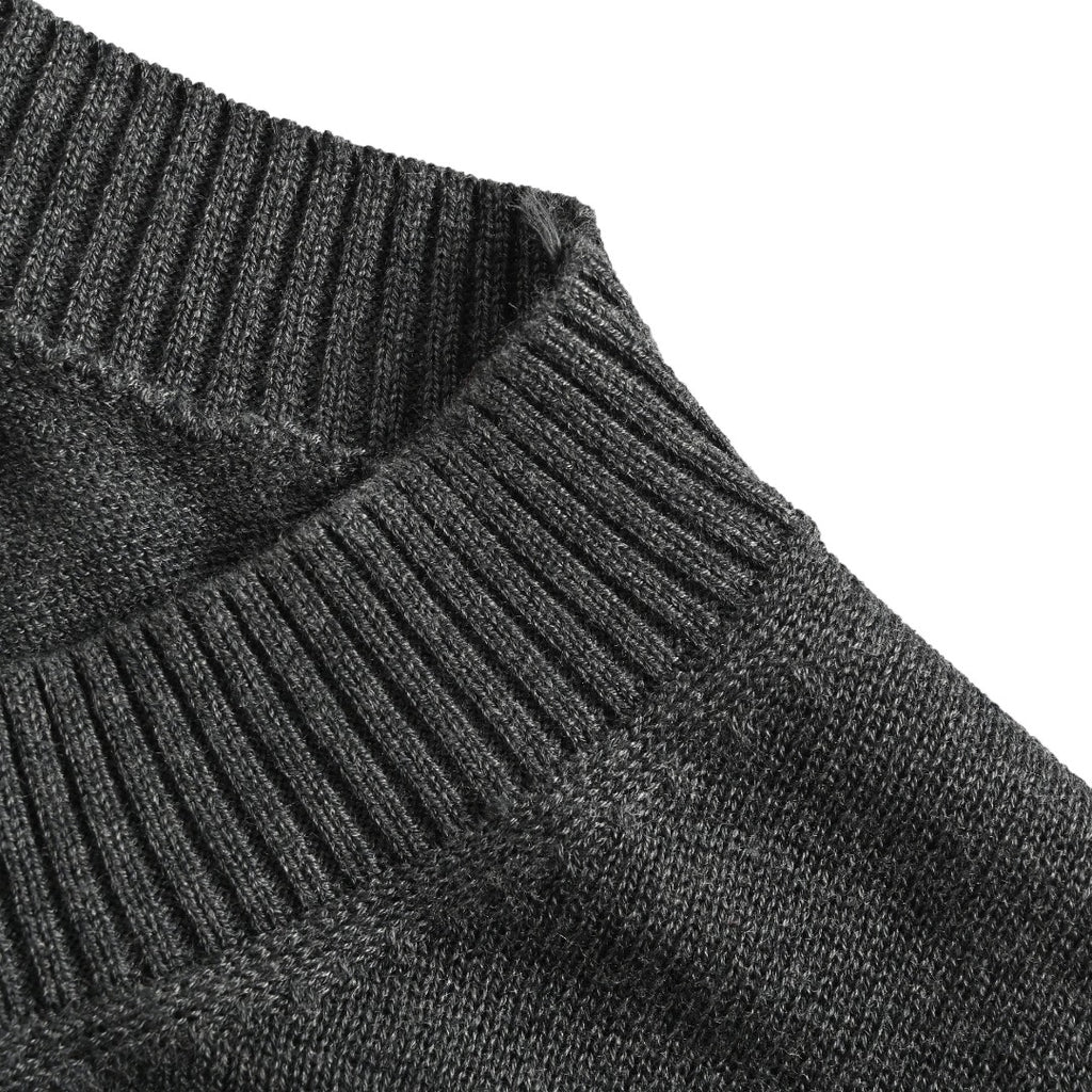 AMI Paris Small Heart Embroidered Crewneck Knit Sweater — Dark Grey