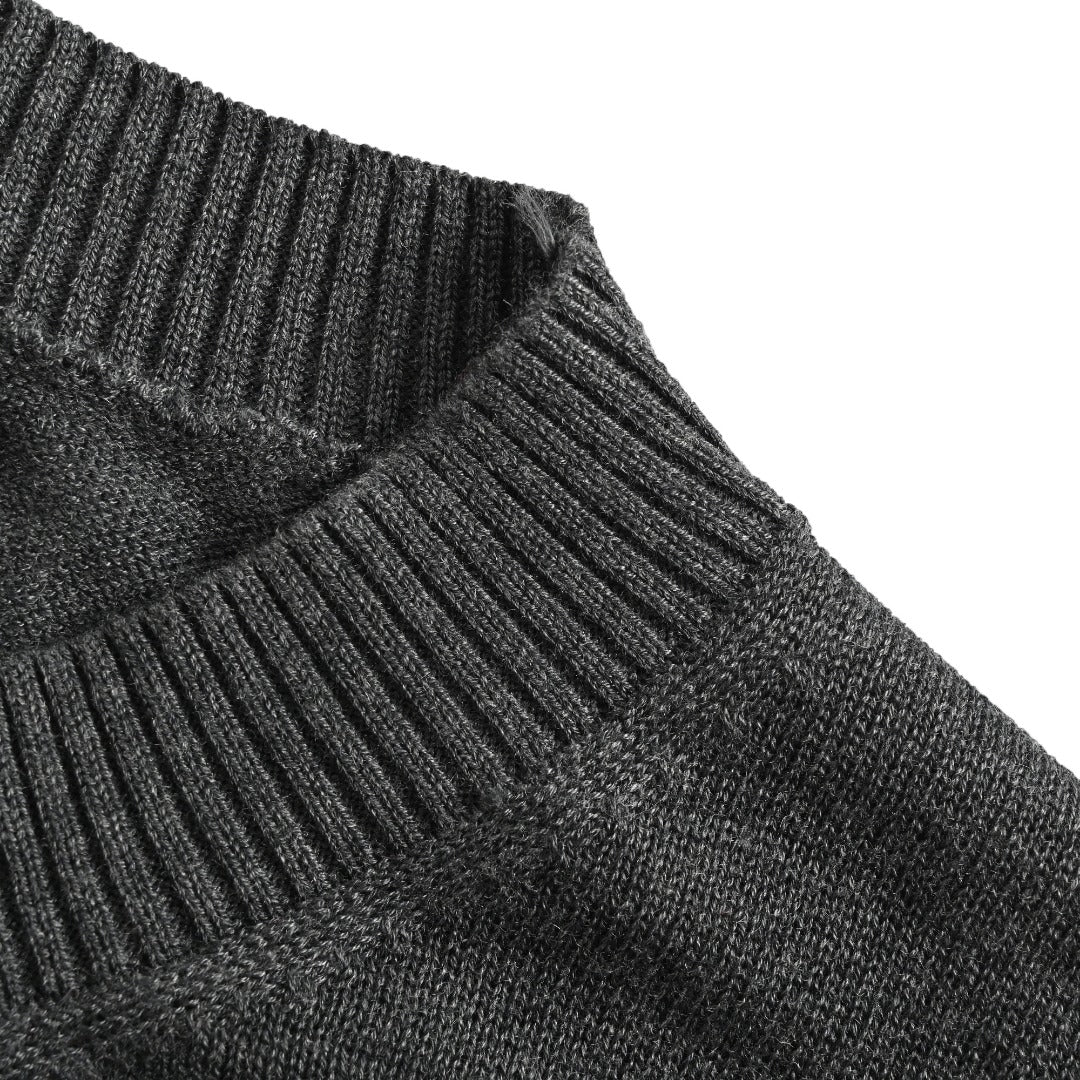 AMI Paris Small Heart Embroidered Crewneck Knit Sweater — Dark Grey