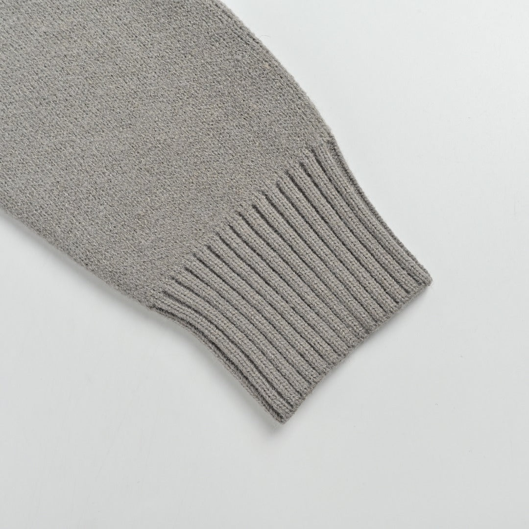 AMI Paris Three-Color Heart Jacquard Crewneck Sweater — Dark Grey