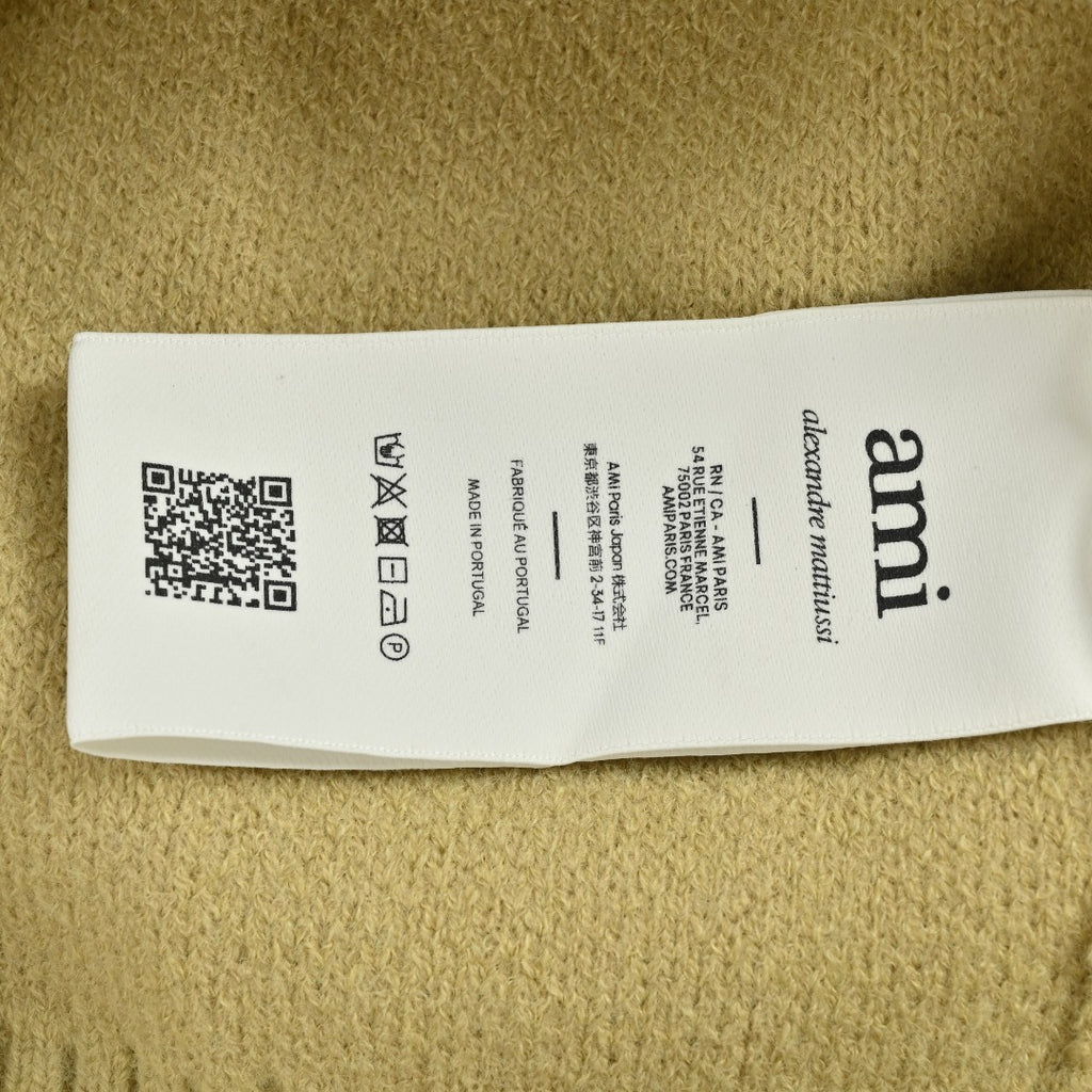 AMI Paris Three-Color Heart Jacquard Crewneck Sweater — Khaki