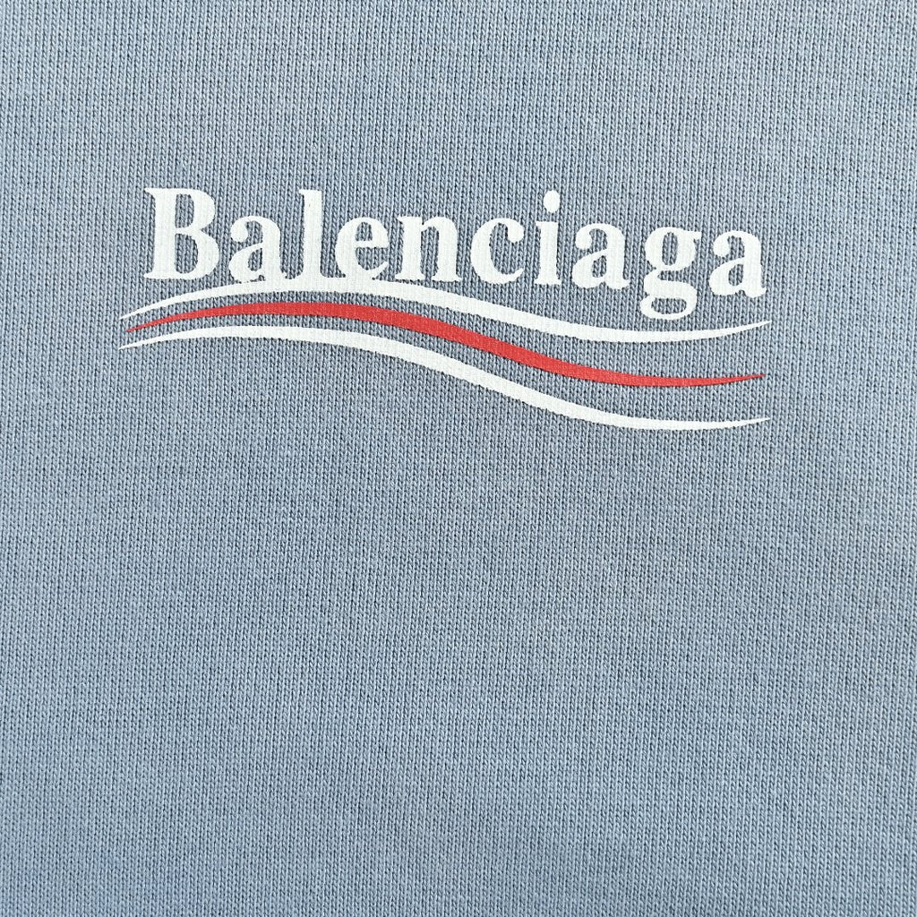 Balenciaga Washed Cola Letter Logo Hoodie — Slate Blue