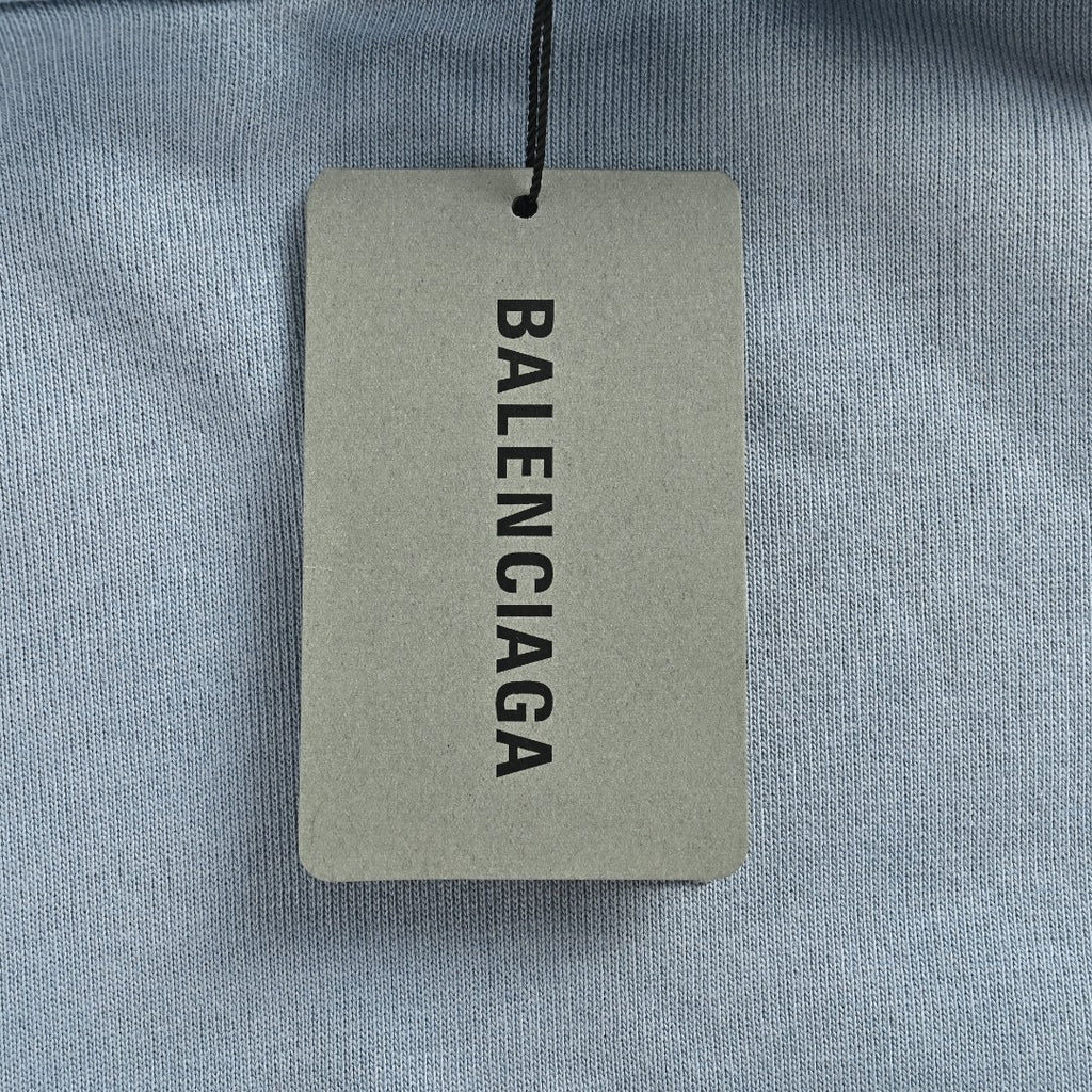 Balenciaga Washed Cola Letter Logo Hoodie — Slate Blue