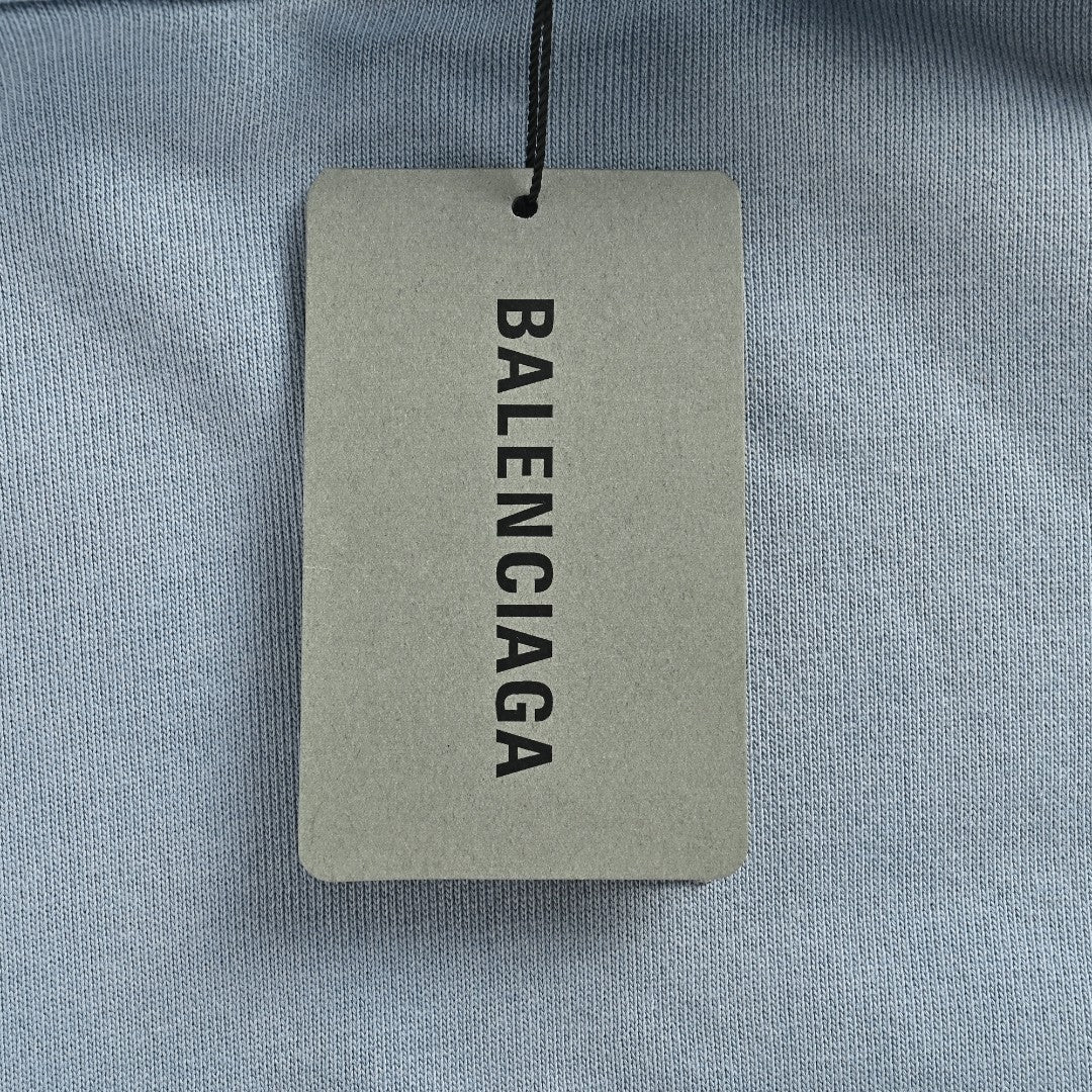 Balenciaga Washed Cola Letter Logo Hoodie — Slate Blue