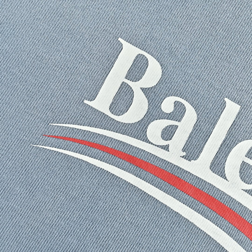 Balenciaga Washed Cola Letter Logo Hoodie — Slate Blue