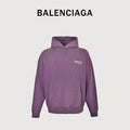 Balenciaga Washed Cola Letter Logo Hoodie — Washed Purple