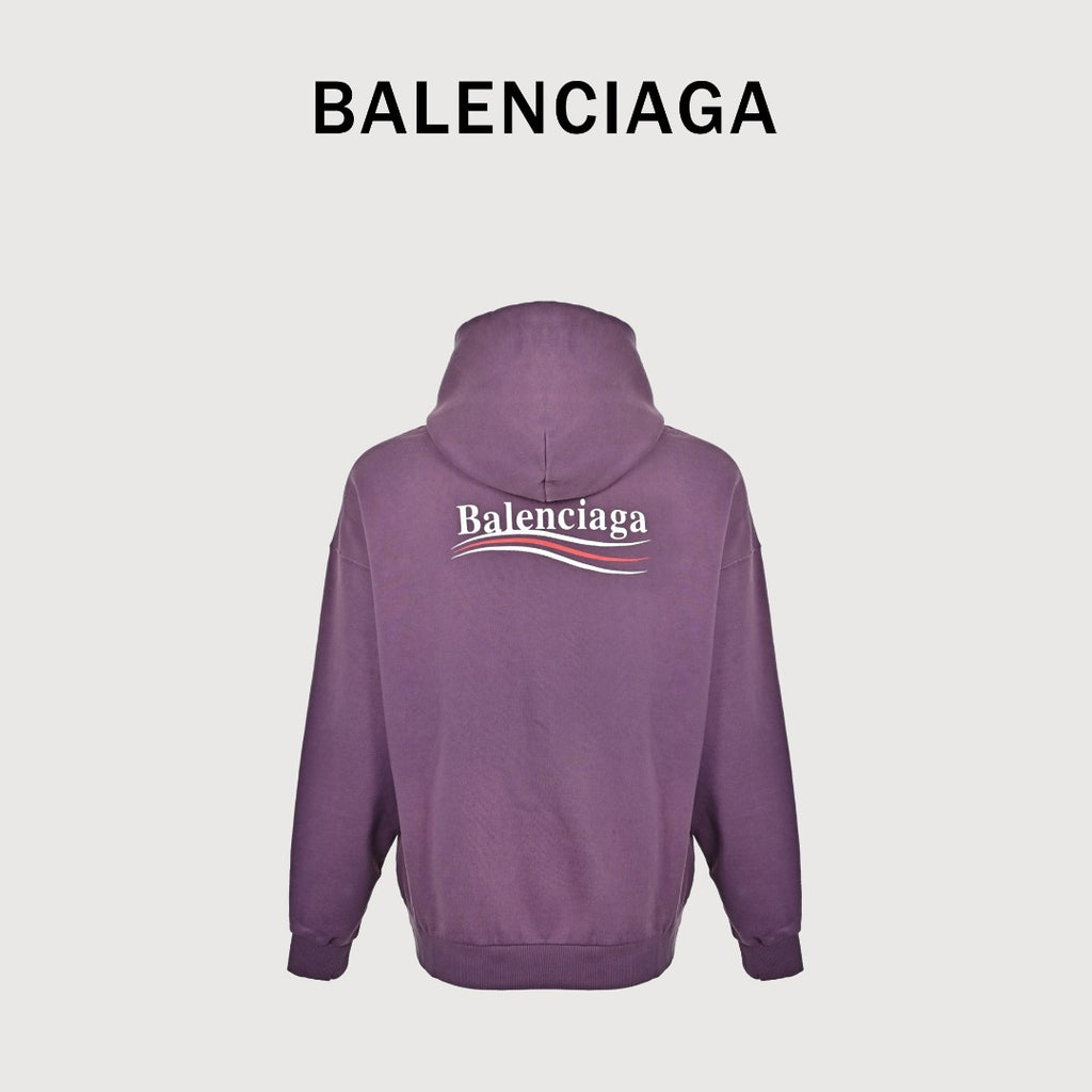 Balenciaga Washed Cola Letter Logo Hoodie — Washed Purple
