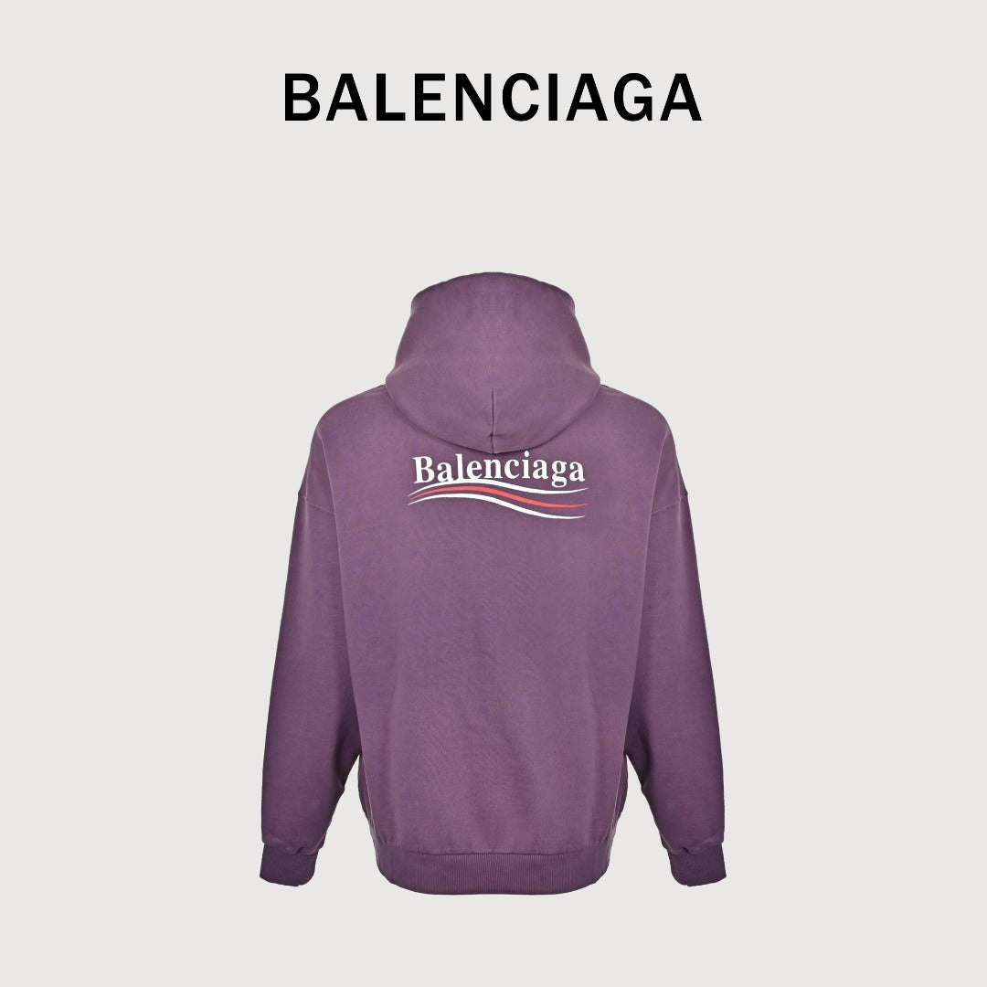 Balenciaga Washed Cola Letter Logo Hoodie — Washed Purple
