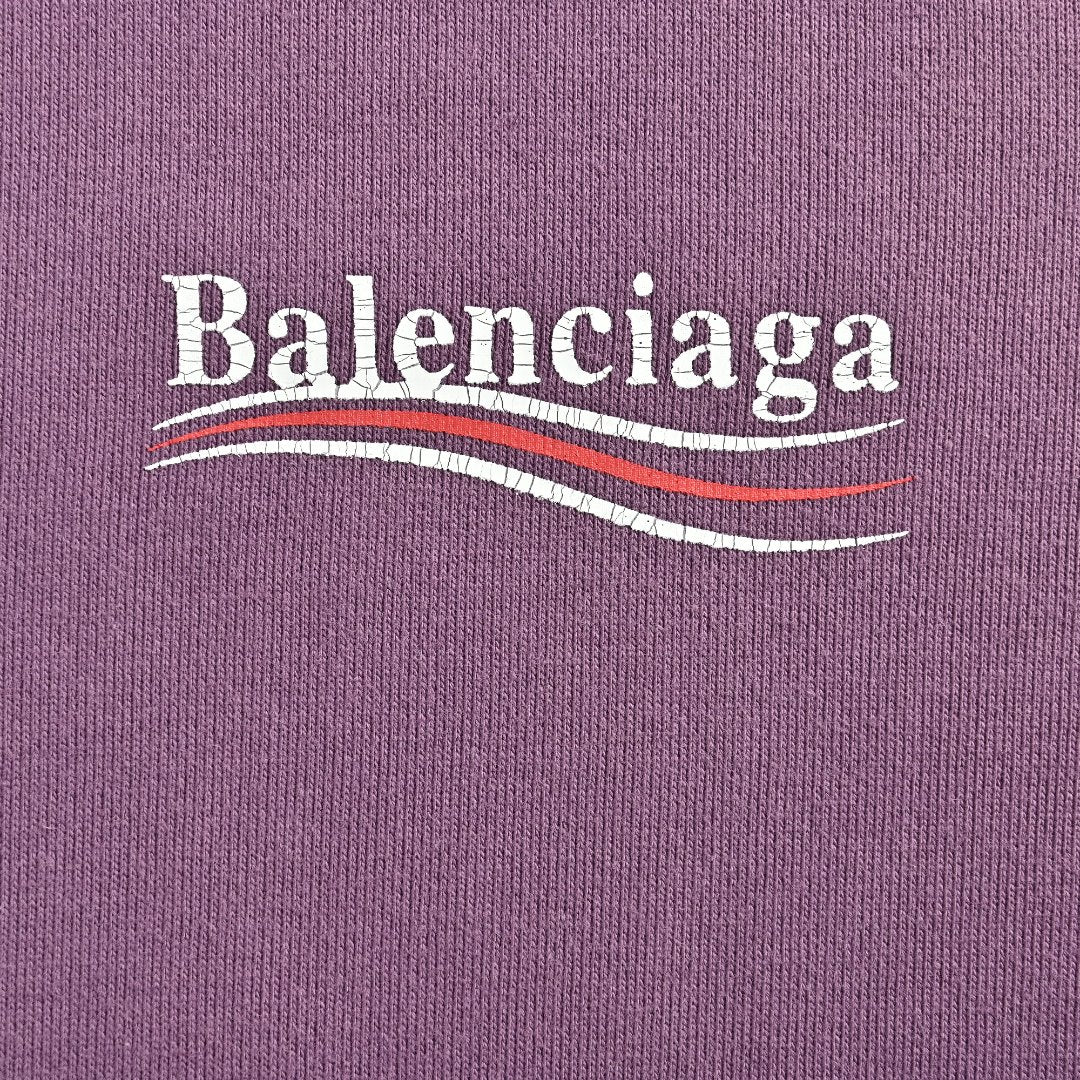 Balenciaga Washed Cola Letter Logo Hoodie — Washed Purple