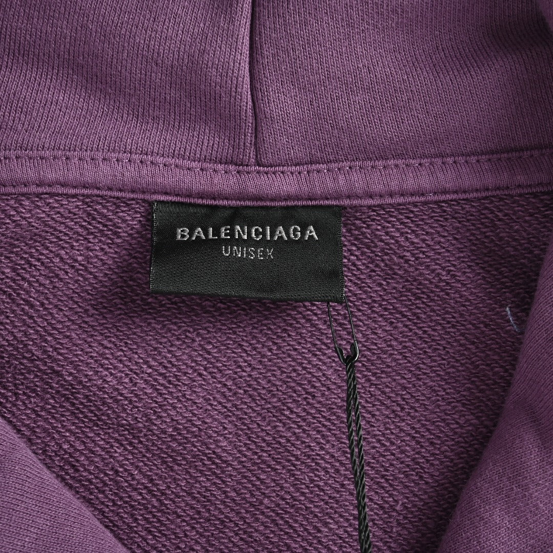 Balenciaga Washed Cola Letter Logo Hoodie — Washed Purple