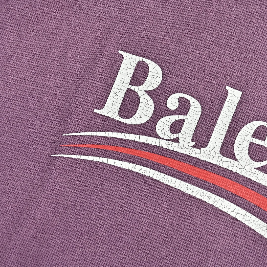 Balenciaga Washed Cola Letter Logo Hoodie — Washed Purple
