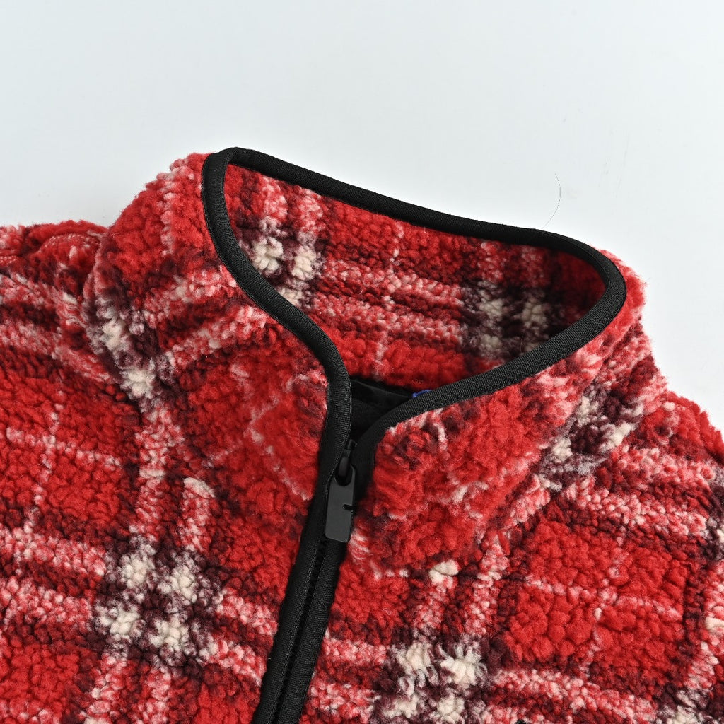Burberry BBR Red Tartan Wool-Blend Reversible Hooded Jacket