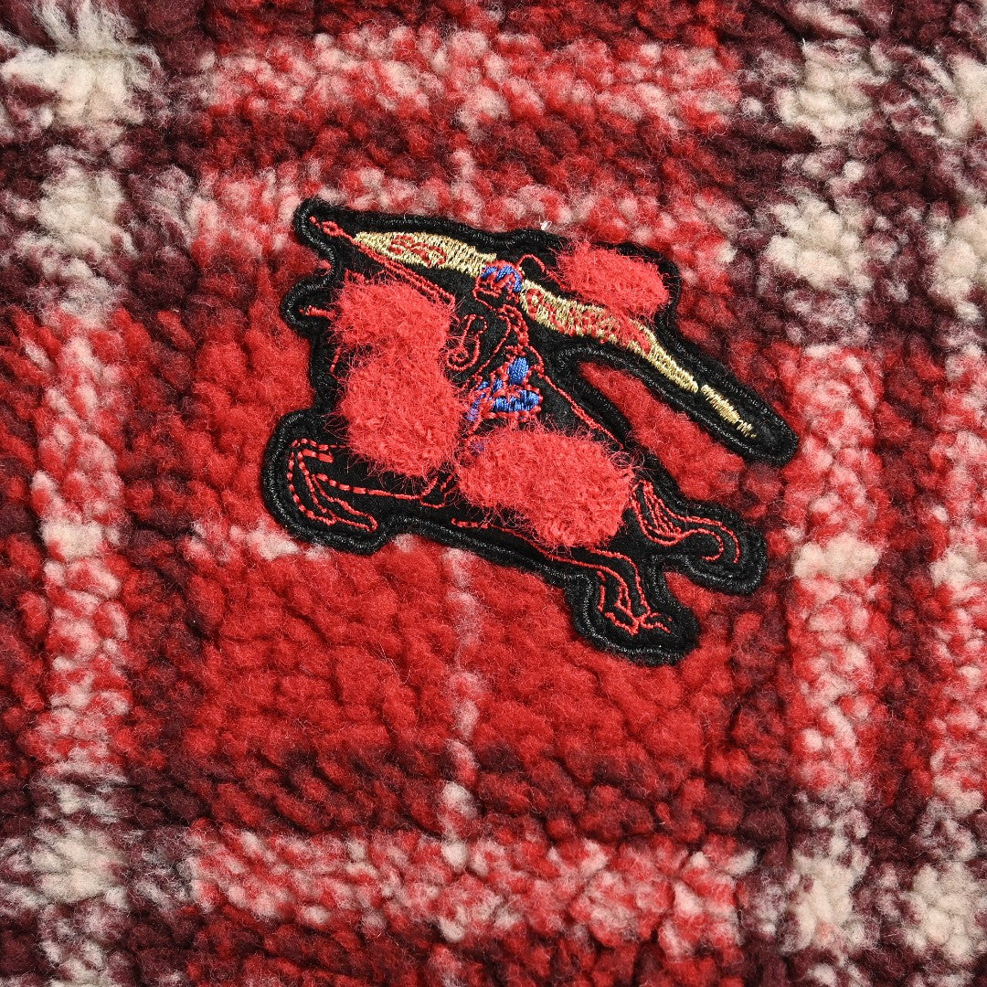 Burberry BBR Red Tartan Wool-Blend Reversible Hooded Jacket