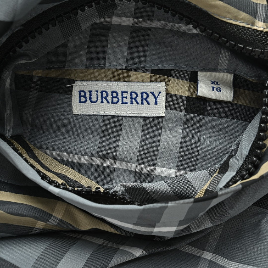 Burberry BBR Grey-Green Tartan Reversible Hooded Jacket