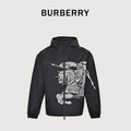 Burberry BBR Equestrian Knight Badge Nylon Hooded Jacket — Black