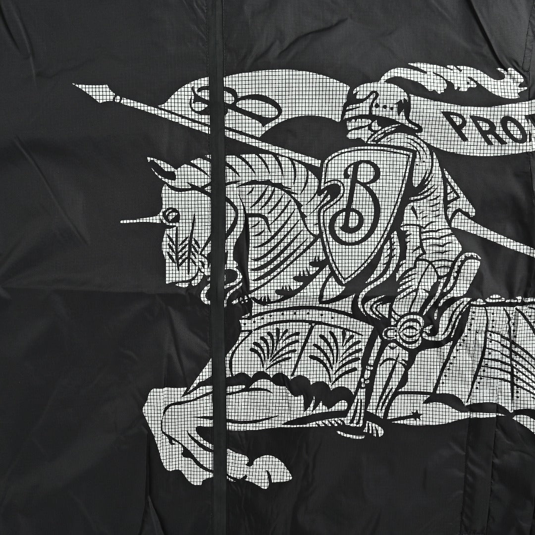 Burberry BBR Equestrian Knight Badge Nylon Hooded Jacket — Black