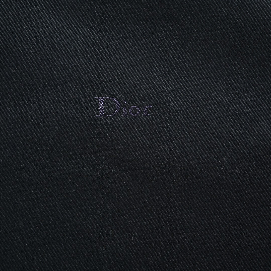Dior CD Snap-Button Leather Collar Jacket — Black
