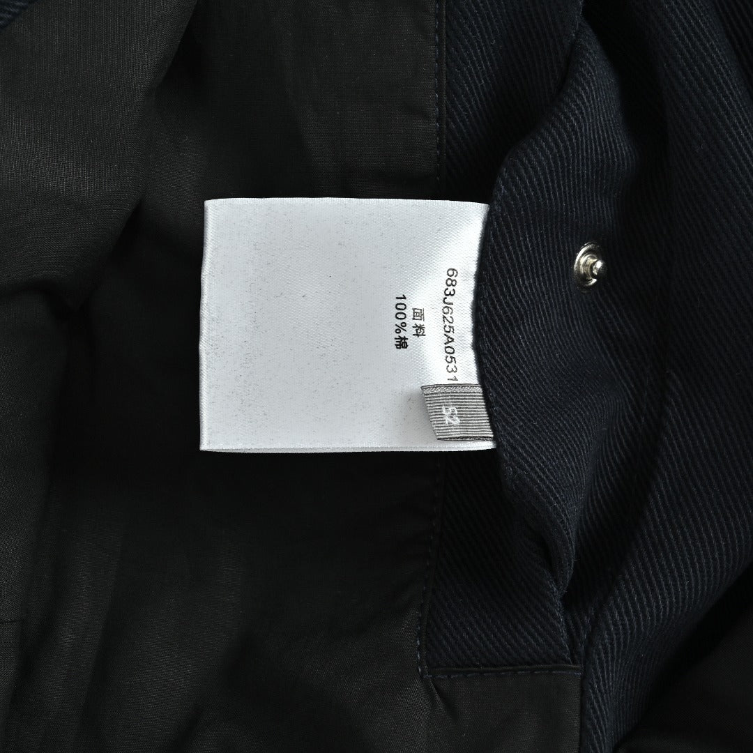 Dior CD Snap-Button Leather Collar Jacket — Black