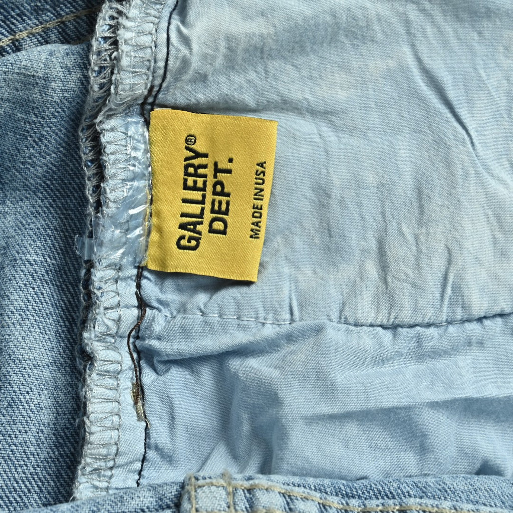 Chrome Hearts x Gallery Dept Patchwork Flare Leather Cross Jeans — Light Blue