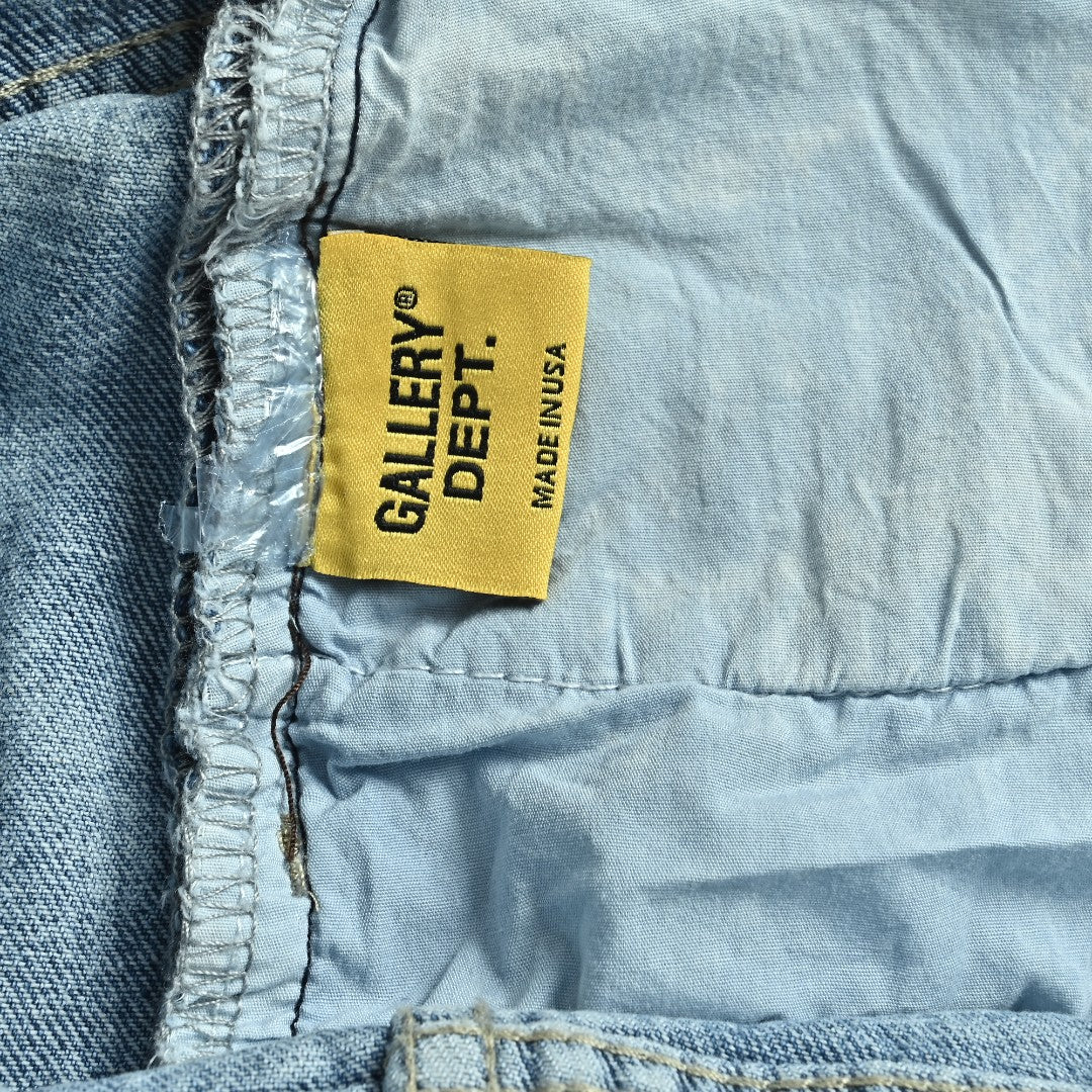 Chrome Hearts x Gallery Dept Patchwork Flare Leather Cross Jeans — Light Blue